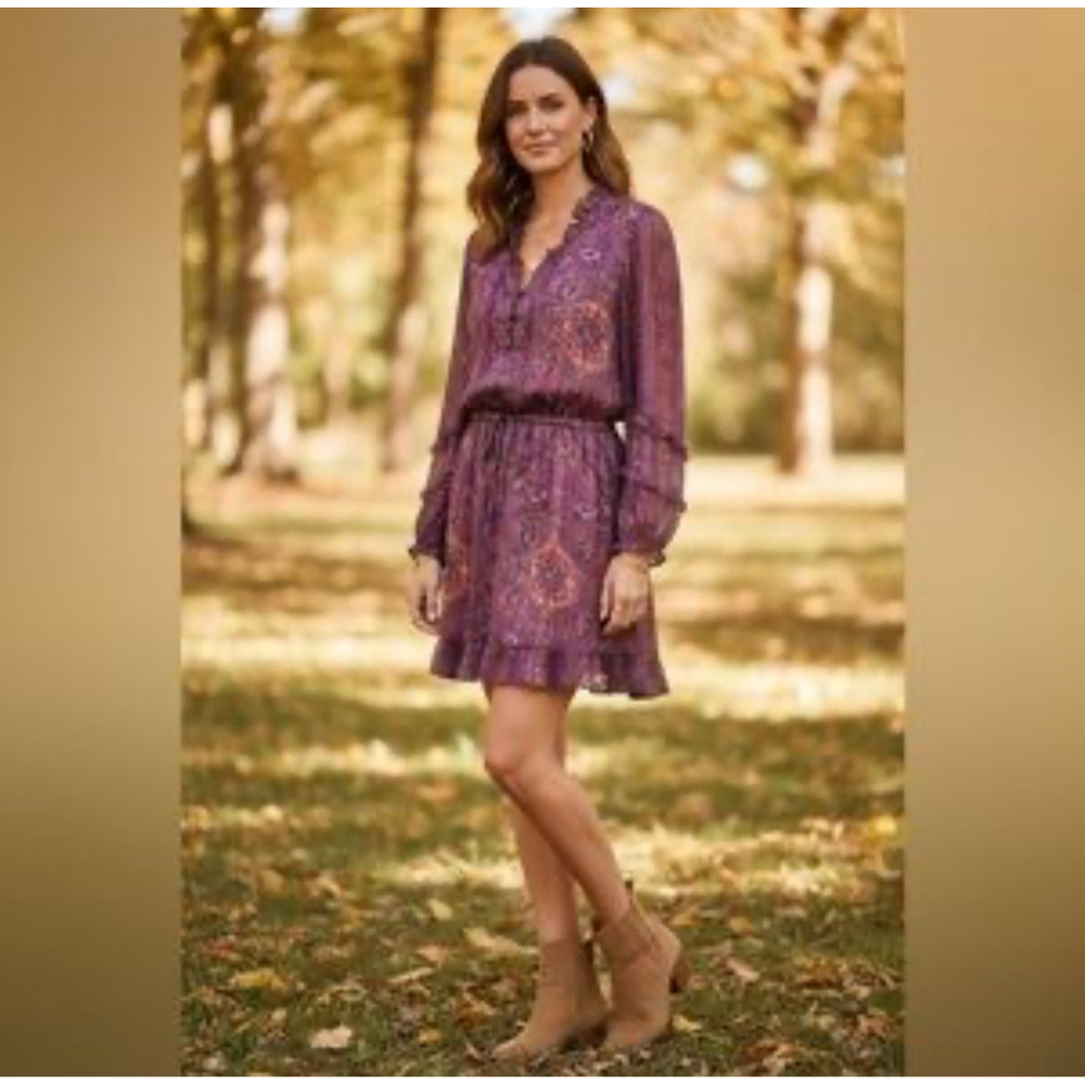 Women's Frye and Co. Purple Orange Patterned Mini Dress S
